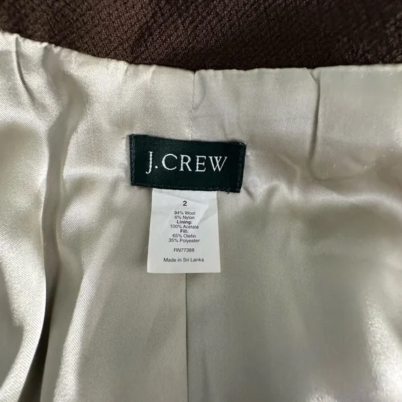 J. Crew Women’s Wool-Blend Chocolate Brown Day Coat Thinsulate Pea Coat Size 2 - Picture 3 of 15